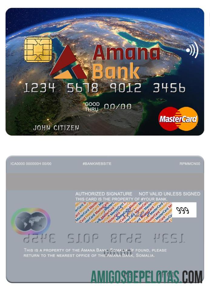 Somália Amana Bank Mastercard exemplo